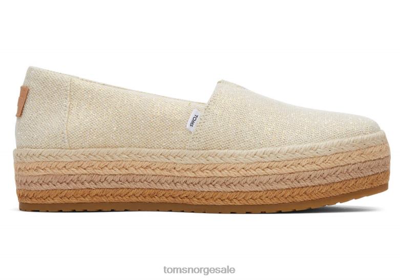 Toms kvinnervalencia eco platform espadrillemørkt naturlig metallisk lin sko 0V06V164