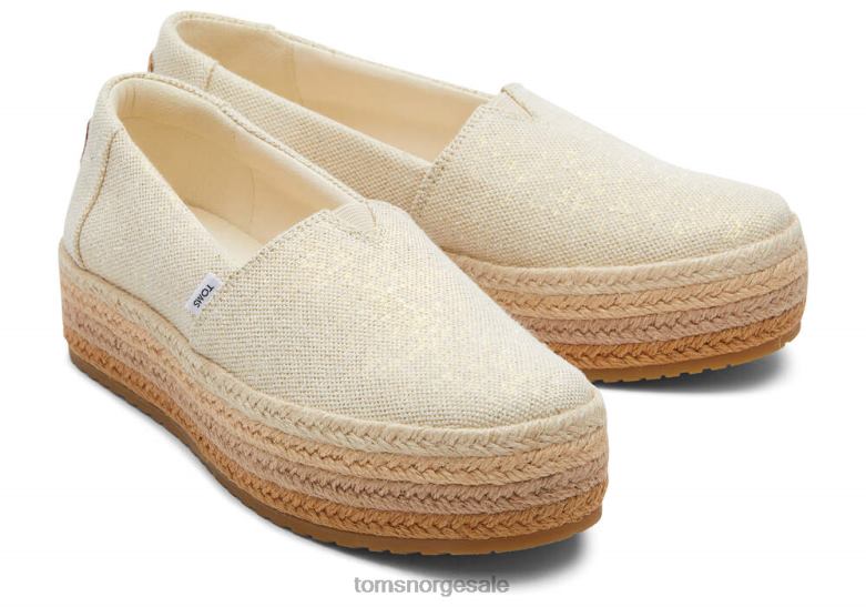 Toms kvinnervalencia eco platform espadrillemørkt naturlig metallisk lin sko 0V06V164