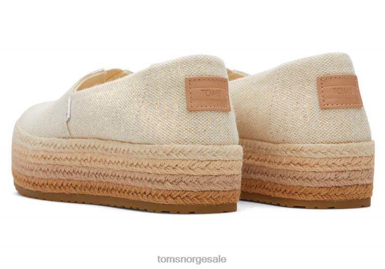 Toms kvinnervalencia eco platform espadrillemørkt naturlig metallisk lin sko 0V06V164