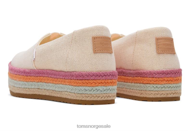 Toms kvinnervalencia plattform espadrillestøvete fersken metallisk lin sko 0V06V184