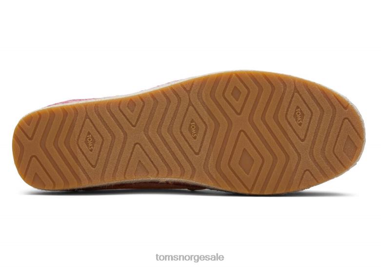 Toms kvinnervalencia plattform espadrillestøvete fersken metallisk lin sko 0V06V184