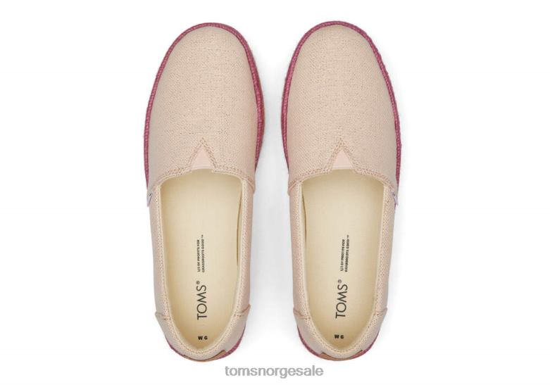 Toms kvinnervalencia plattform espadrillestøvete fersken metallisk lin sko 0V06V184
