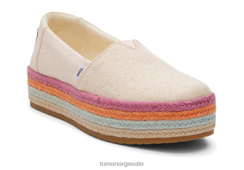 Toms kvinnervalencia plattform espadrillestøvete fersken metallisk lin sko 0V06V184