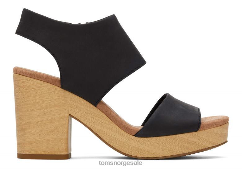 Toms kvinnerplattformsandal i skinn fra MallorcaSvart lær sko 0V06V212
