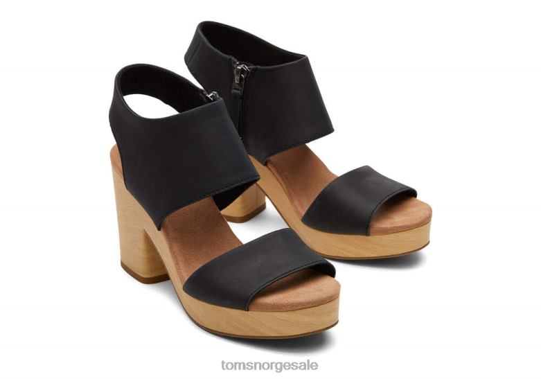 Toms kvinnerplattformsandal i skinn fra MallorcaSvart lær sko 0V06V212