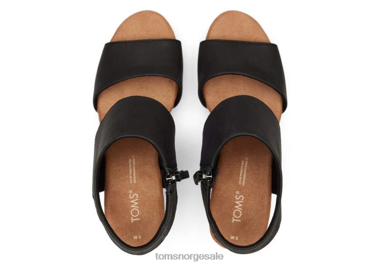 Toms kvinnerplattformsandal i skinn fra MallorcaSvart lær sko 0V06V212