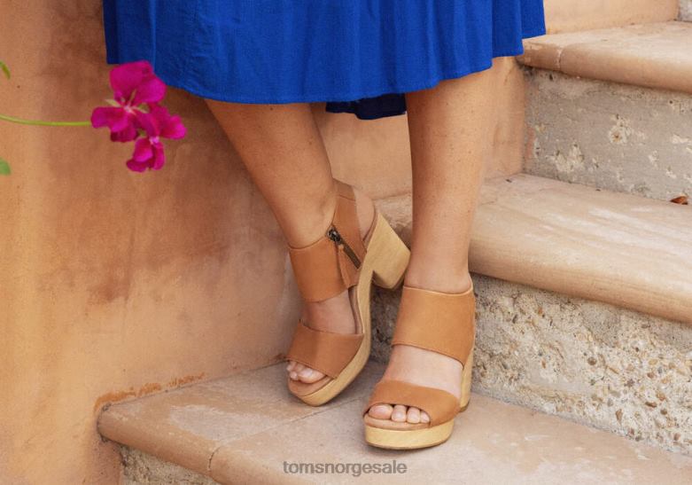 Toms kvinnerplattformsandal i skinn fra Mallorcabrunt skinn sko 0V06V211