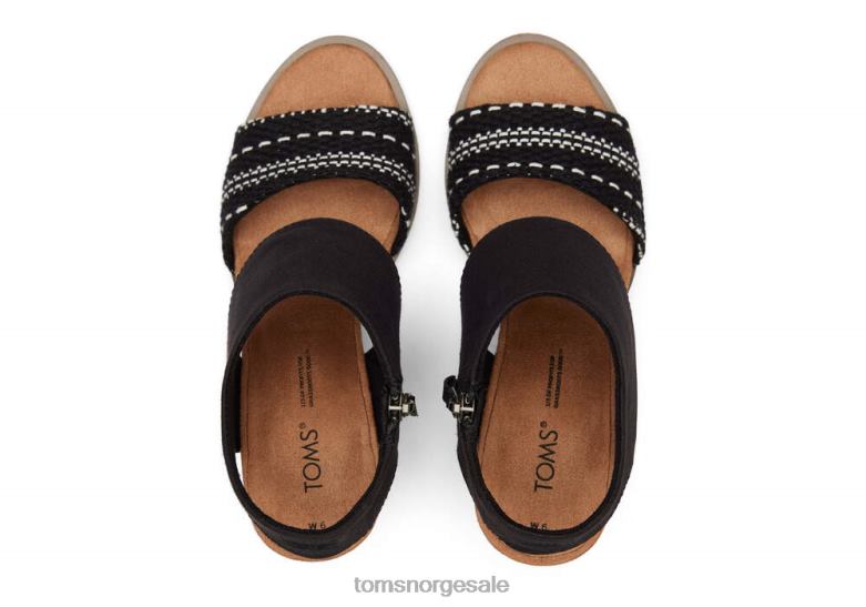 Toms kvinnersandal med utskjæring på Mallorcasvart vevd sko 0V06V215